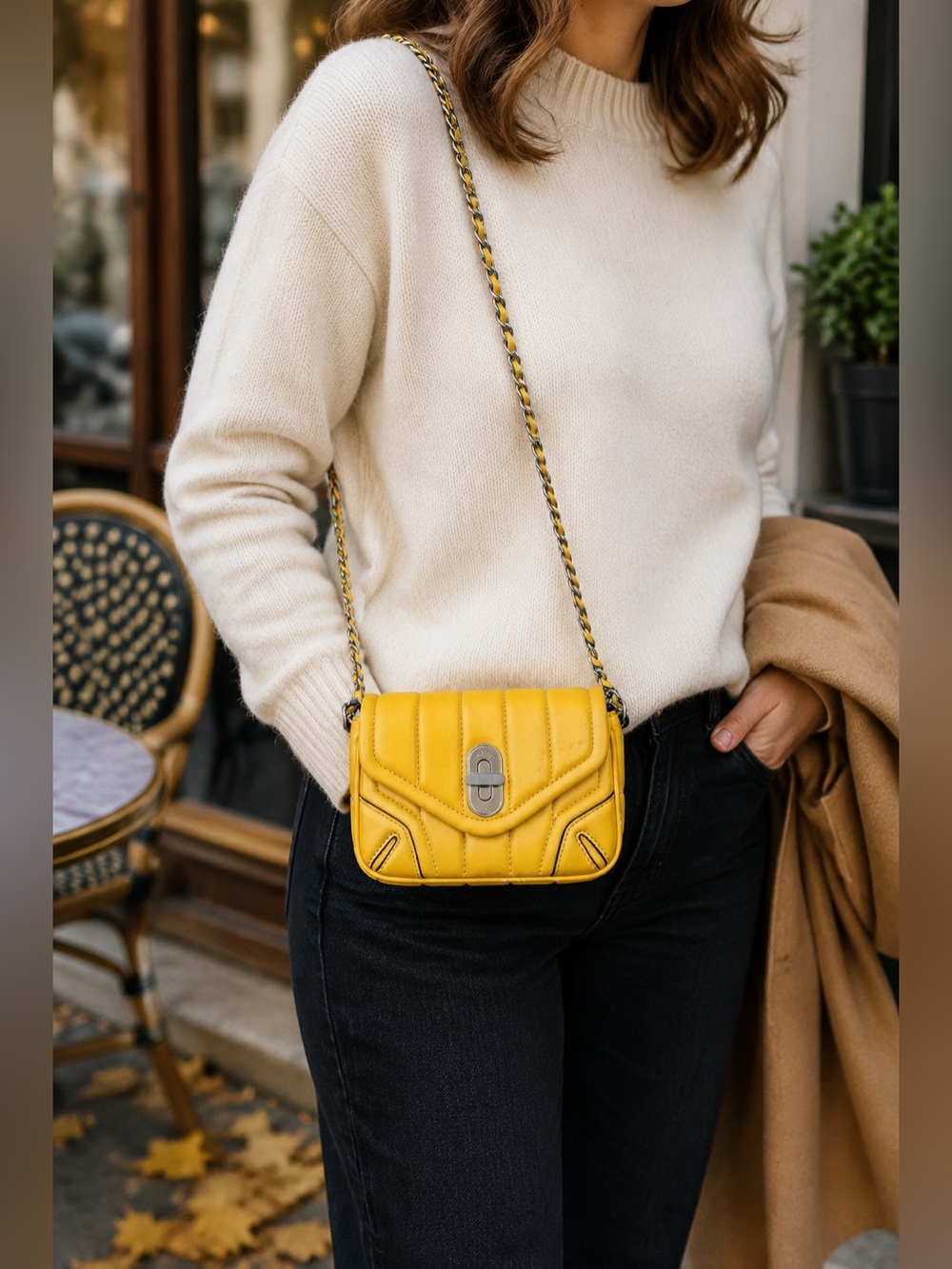 Rag & Bone Yellow Mini Leather Chain Shoulder Bag